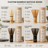 Ensemble de fouets à matcha en bambou avec logo personnalisé, qualité alimentaire, style Japandi pour usage domestique et commercial