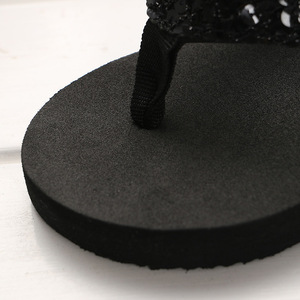 Tongs compensées pour femmes en EVA <span class=keywords><strong>noir</strong></span> pur, nouvelle collection, avec lanières à sequins, résistantes à l'usure, pour l'été, le printemps et l'automne, synthétiques - Product Image 2