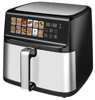 Freidora de Aire Anbolife de 11L de Gran Capacidad, Acero Inoxidable, 1800W, Pantalla Táctil Digital, 10 Menús Preestablecidos, Antiadherente, GS CE CB OEM