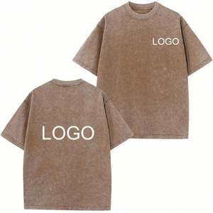 T-shirt pour homme de luxe en gros, 100% coton, de haute qualité, vierge, logo vintage, personnalisé, délavé, surdimensionné, délavé à l'acide - Product Image 2