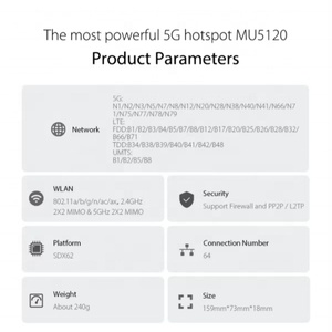 Routeur portable ZTE MU5120 5G débloqué, MiFi Pebble 5G 4G WiFi 6, batterie 10000 mAh avec charge rapide - Product Image 3