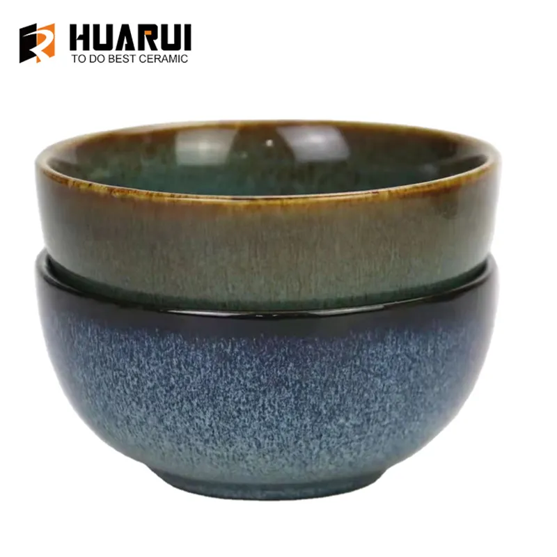 Cuencos de cerámica con logo personalizado, piedra reactiva azul brillante, superficie inestable