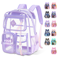 Sacs à dos scolaires en PVC transparent pour enfants, avec logo personnalisé et design imperméable, vente en gros