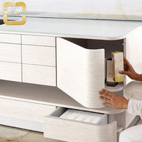 Mueble de Almacenamiento para Clínica Estética, Salón de Belleza y Spa con Lavabo, Madera Clara, Toallero Resistente para Taller o Almacén