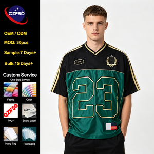 QZFSO Custom Hip Hop Vintage Sublimation Soccer T Shirt American Football Boxy CroppedTop Mesh Fabric Rugby Sport Jersey - Product Image 1
