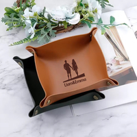 Plateau de rangement pour bijoux en cuir personnalisé, cadeau d'anniversaire pour couple, nom personnalisé, organisateur de bureau pliable, pour petit ami