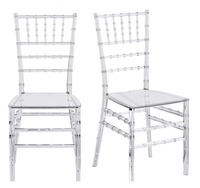 Chaise Chiavari Transparente en Cristal pour Salle à Manger, Cuisine, Restaurant, Extérieur, Salle de Mariage, Hôtel – Chaise d'Événement Durable en Résine
