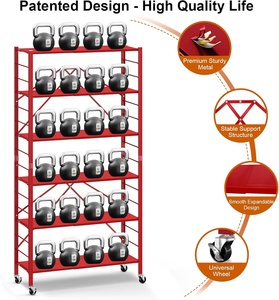 <span class=keywords><strong>Scaffale</strong></span> Pieghevole a 6 Ripiani Multifunzione Espandibile con Ruote, <span class=keywords><strong>Scaffale</strong></span> Portaoggetti in Metallo a Media Portata - Product Image 6