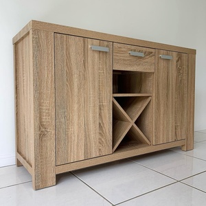 Buffet moderne de style farmhouse avec rangement pour vin et tiroir, armoire de cuisine en bois avec porte de grange - Product Image 3