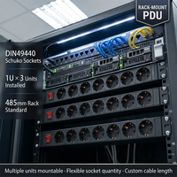 Barre d'alimentation DIN49440 Schuko 16A avec protection contre les surtensions et disjoncteur pour rack informatique, norme allemande