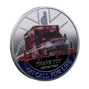 Moneda Conmemorativa de Metal, Artesaní<span class=keywords><strong>a</strong></span> Personalizada con Temática Médica, Recuerdo de <span class=keywords><strong>Ambulancia</strong></span>, Línea de Vida, Texto de Oración, Agradecimiento - Product Image 5