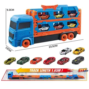 Yeni araç oyuncak hız taşıyıcı depolama kamyon taşıma taşıyıcı ve sürükle katlanır parça 2 Die-Cast yarış oyuncak arabalar çocuklar için