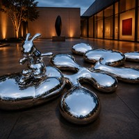 Nouvelle conception de sculpture de lapin de luxe en acier inoxydable poli miroir, art décoratif pour jardin botanique, parc, hôtel, centre commercial, taille personnalisée, OEM