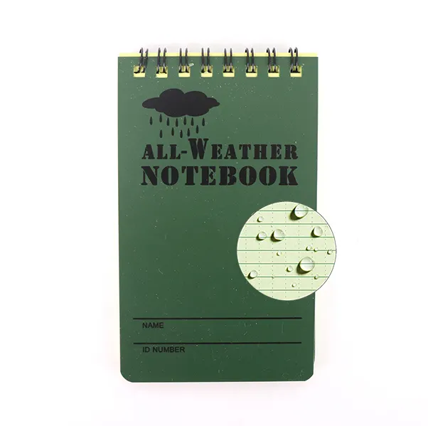 Tulis Dalam Hujan Tahan Cuaca Notebook Kustom Kualitas Tinggi Ukuran Saku Notebook PVC Tahan Air