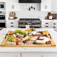 Couvercle de cuisinière carré en bambou avec poignées intégrées et pieds antidérapants, écologique, peu encombrant, léger, épaisseur 1,5 cm