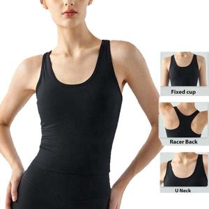 Women's U-<b>Neck</b> Seamless Gym Vest for Fitness Jogging Yoga-<b>Cloud</b> Feeling Workout Tank Top Short Length-Wholesale - Product Image 3