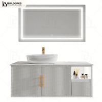 Buildgres vanité fonctionnelle salle de bain avec lavabo en pierre naturelle vanité de salle de bain