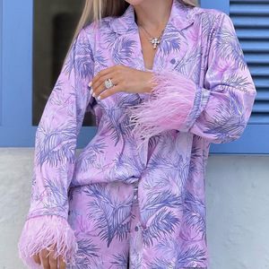 Personalizado rosa <span class=keywords><strong>azul</strong></span> a rayas pareja pijama conjunto de manga larga de algodón ropa de dormir pijama conjunto, pijamas de noche de algodón para las mujeres/ - Product Image 3