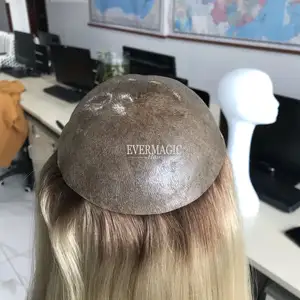 Peruca de alta qualidade com base em PU completa para mulheres, cabelo virgem humano R116 #, cor personalizada para cabelos desbaste, antiderrapante