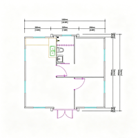 Maison modulaire pliable à structure en acier avec cadre blanc standard, installation rapide, maison intégrée pour appartement, extensible, avec porte métallique