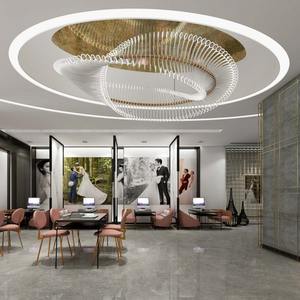 ไฟตกแต่งโคมไฟระย้าแอลอีดีรูปก้างปลาโคมไฟระย้าอะคริลิคทรงกลมสำหรับห้องโถงโรงแรม - Product Image 4