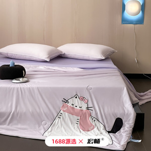 Kids Quilt Ice Silk Cooling Duvet Summer Thin 2-2.5 Jin Cartoon Applique Simple Style For Children Home Use - Product Image 1