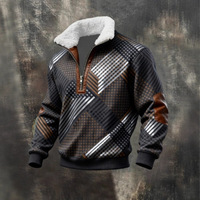 Pull à col montant en polyester vintage de haute qualité, patchwork, grande taille, homme, lourd, décontracté, manches longues