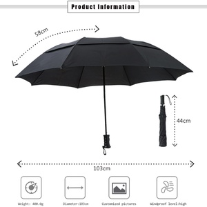 New Style Double Layer Vented Automatic Umbrella Auto Button 3 Fold Compact Umbrellas Custom logo Windproof - Product Image 5