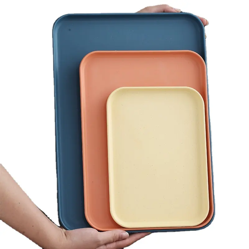 Cafe Restaurant Canteen Hotel Cafeteria Service Breakfast Wheat straw Plastic Food Serving Tray