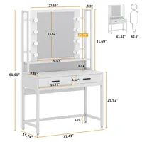 Coiffeuse exquise de la meilleure catégorie avec lumières ensemble de vanité en bois blanc avec dessus de table spacieux et table de maquillage à tiroirs