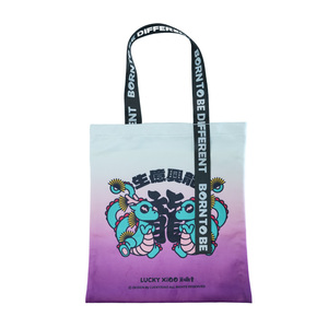 Custom All Over Print <b>Tote</b> Bag with Jacquard Strap Full Sublimation <b>Canvas</b> Shopping Bag Wholesale Branded Promotional Bag - Product Image 1