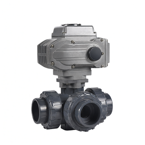 Vanne à bille motorisée électrique COVNA à 3 voies, port en L, en PVC, double union, pour l'eau, vanne à bille en plastique, garantie 90 jours - Product Image 1