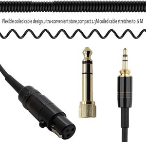 Cavo audio a spirale di ricambio placcato oro con schermatura a treccia per AKG K701 da 3,5 mm a <span class=keywords><strong>XLR</strong></span> e adattatore da 6,35 mm - Product Image 4