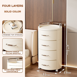 درج متعدد الطبقات نمط ضوء فاخر دسم البلاستيك السرير عربة الجدول مع عجلات - Product Image 3