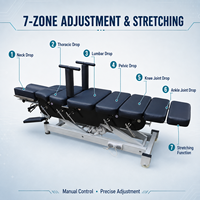 Table de chiropratique manuelle professionnelle à 6 sections avec fonction d'étirement pour clinique et physiothérapie