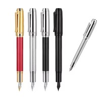 Stylo plume avec logo personnalisé lourd cadeau d'affaires de luxe couleur or et rouge avec gaufrage métal écriture signature stylo calligraphie