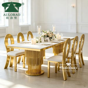 Juego de Mesa de Comedor de Diseño Moderno con Estructura de Acero Inoxidable y Tablero de MDF para Sala de Estar - Product Image 1