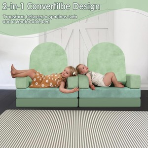 Canapé modulaire pour enfants 3 pièces, canapé bébé en mousse à mémoire de forme, chaise pliante multifonctionnelle pour tout-petits, pour jouer, créer et dormir - Product Image 5