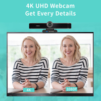 Webcam tout-en-un avec zoom 4X, 4K, USB, cadrage automatique, pour réunions en ligne, diffusion en direct et conférences