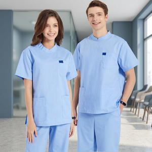 Custom Hospital Medical Scrubs Uniform <b>Set</b> for <b>Doctors</b> Nurses Healthcare Staff Unisex V Neck Top & Pants OEM ODM - Product Image 3