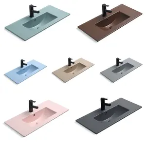 Último lavabo de color, lavabo de mano de mesa de baño de color rosa y blanco y azul