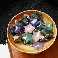 Pendentif étoile en cristal naturel, pierre précieuse polie à la main, breloques étoile à cinq branches pour la guérison par le Reiki, fabrication de bijoux, vente en gros