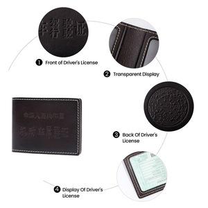 Porta Licencia de Conducir de Cuero Dujiang, Cartera para Tarjetas de Cuero Vacuno Genuino, Unisex, Color Sólido, Organizador de Documentos Resistente - Product Image 3