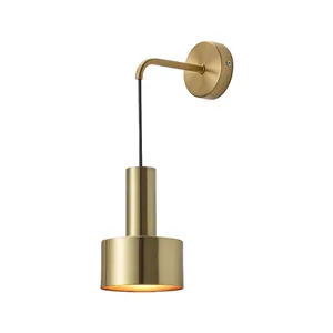 מודרני Brubeck מעצב זהב פליז צינור יד להפוך מקורה פמוט קיר מנורת אור