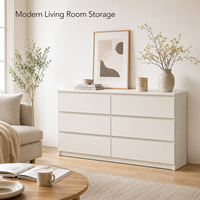 Coffre de rangement en bois à 6 tiroirs, style nordique, blanc brillant, design européen moderne, meubles pour la maison, salon, appartement, salle à manger, vin