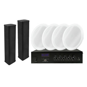 Eén Combo Set Home System 25W Publieke Audioversterker <span class=keywords><strong>3</strong></span> Inch Zwarte Strip Plafondluidsprekers <span class=keywords><strong>2</strong></span> X RCA Line In/Out Treble Bass - Product Image 1