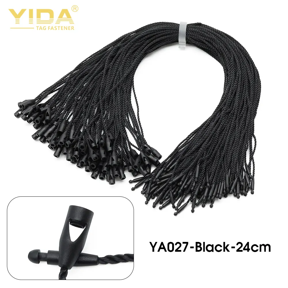 Different Color Garment Lanyards String 24cm Length Custom Logo For Swing Hang Tag Black Waxed Cotton String