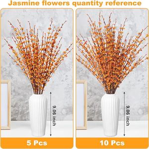 GM lunghi finti <span class=keywords><strong>fiori</strong></span> autunnali di gelsomino arancione bruciato steli floreali per mazzi di nozze per decorazioni <span class=keywords><strong>vaso</strong></span> camino - Product Image 6