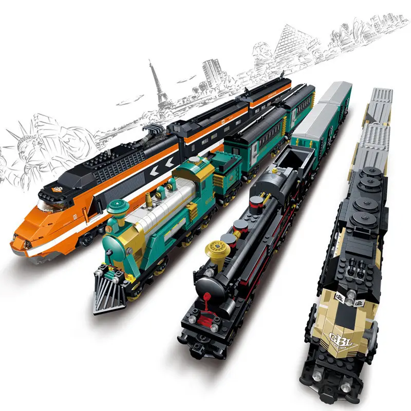 बिजली के आर सी कार आंतरिक दहन इलेक्ट्रिक रेल ट्रेन ट्रैक बिल्डिंग ब्लॉक खिलौने शैक्षिक इकट्ठा ईंटों