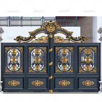 Puerta Metálica de Alta Calidad, Estilo Popular, Puerta de Aluminio para Patio Exterior, Apertura Automática, Diseño para Villas
